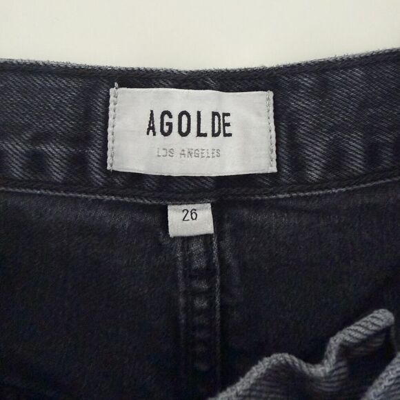 AGOLDE Criss Cross Jeans Womens 26 Black Washed Upsized Organic Cotton Straight - Picture 6 of 12